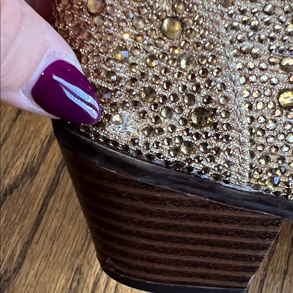 Gold Rhinestone Western Booties - Picture 7 of 9